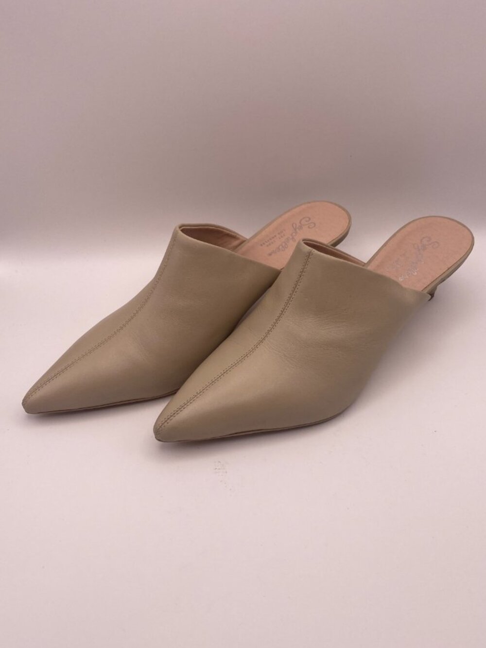 Seychelles Women's Obsession Beige Leather Pointy Toe Heel Mule Sz 10